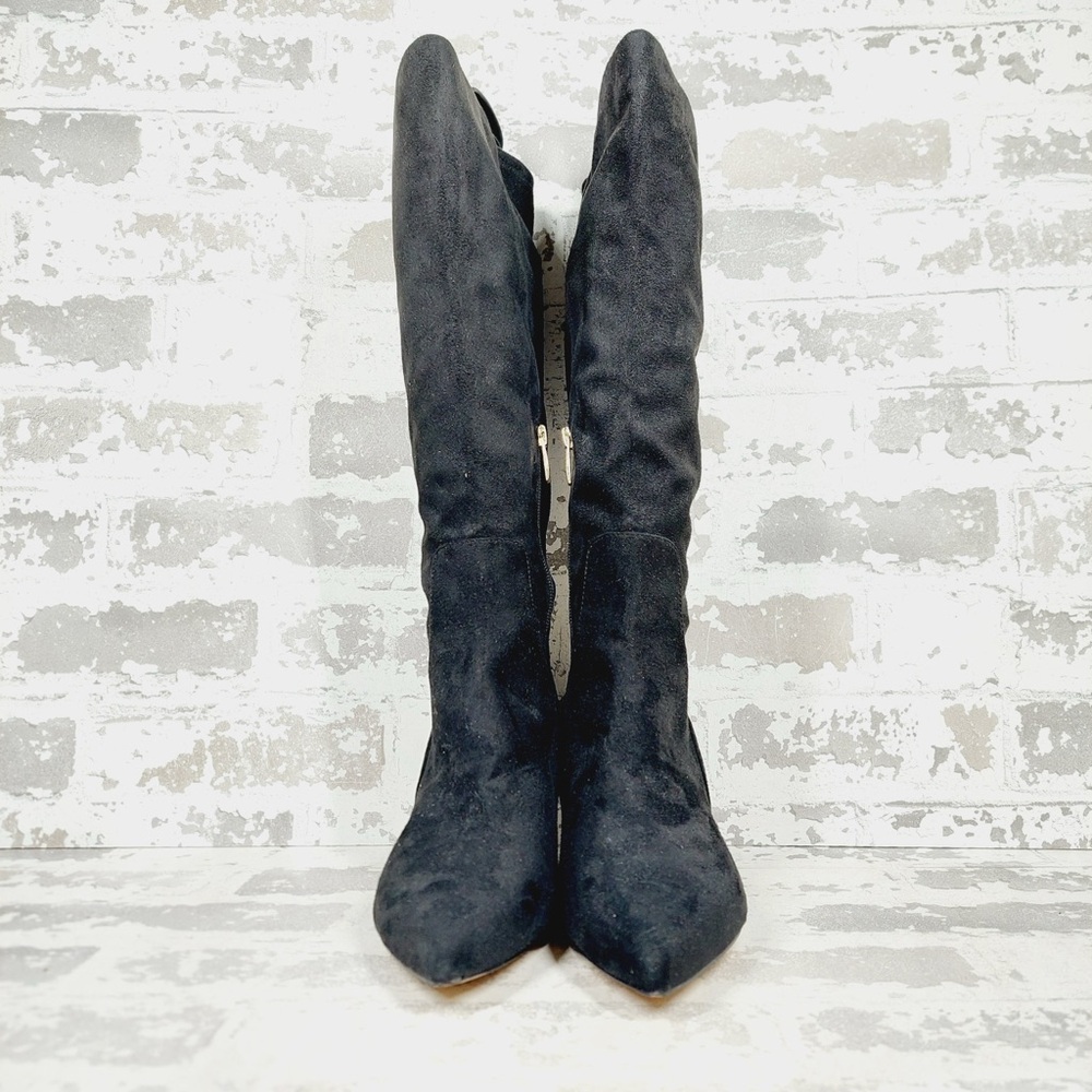 NEW Nordstrom Rack Pailley Black Faux Suede Pointed Toe Kitten Heel Boots M730 - Picture 3 of 12